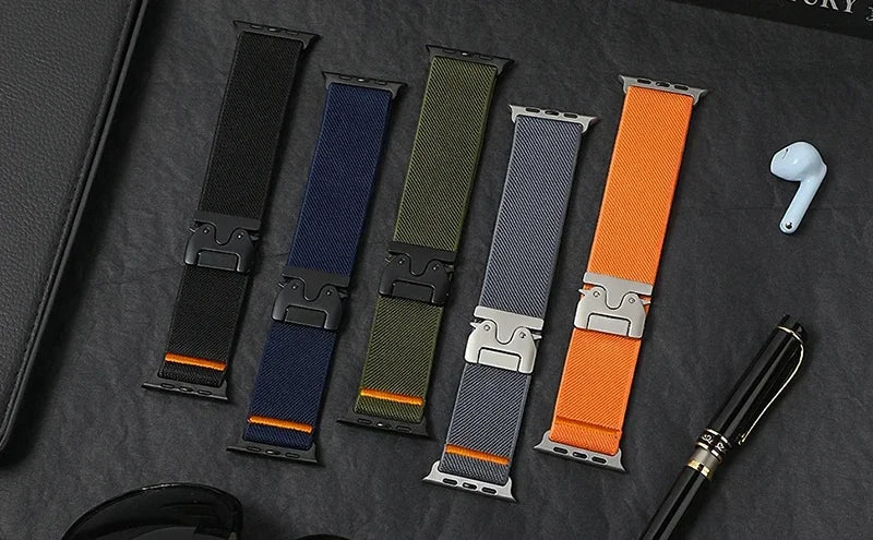 Nylon Strap for Apple Watch Ultra 2 Band 49mm 10 9 8 7 45mm 41mm 44mm 46mm 42mm Braided Elastic Bracelet for IWatch Series 6 SE