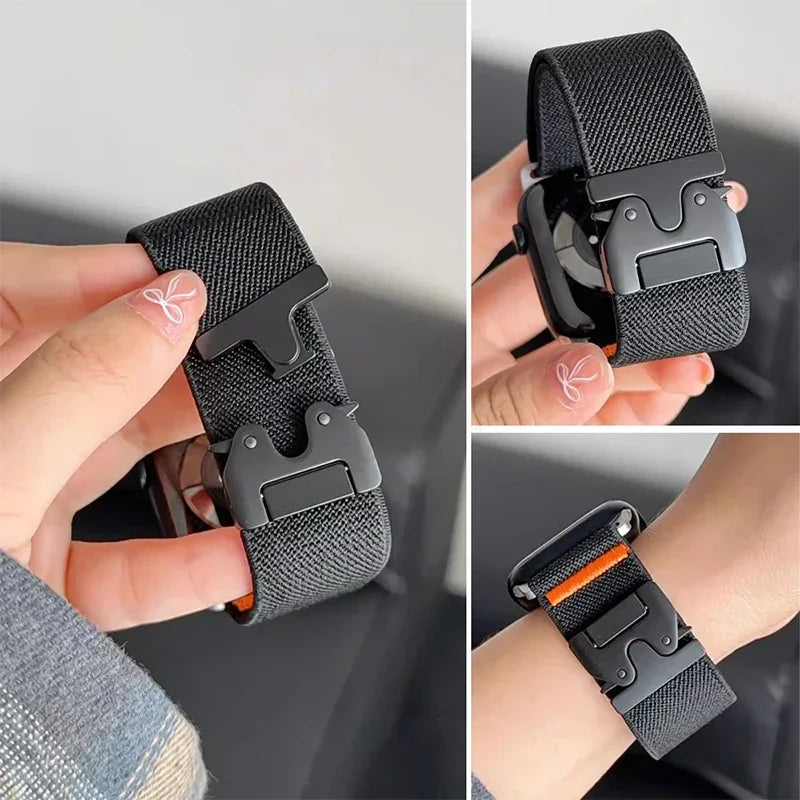 Nylon Strap for Apple Watch Ultra 2 Band 49mm 10 9 8 7 45mm 41mm 44mm 46mm 42mm Braided Elastic Bracelet for IWatch Series 6 SE